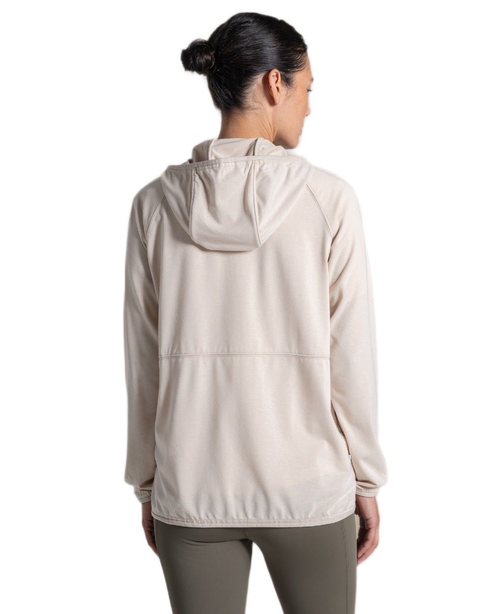 Oyster Marl coloured Craghoppers Womens NosiLife Aya Hooded Jacket on white background 