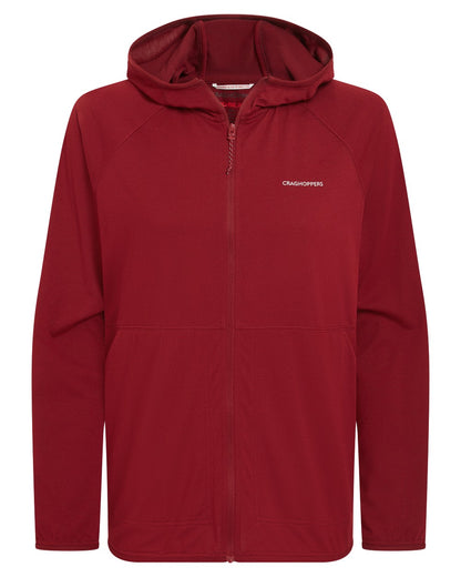 Riad Red coloured Craghoppers Womens NosiLife Aya Hooded Jacket on white background 