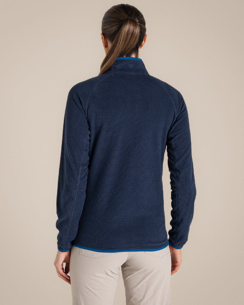 Blue Navy Coloured Craghoppers Womens Nosilife belfairs Jacket on Beige Background 