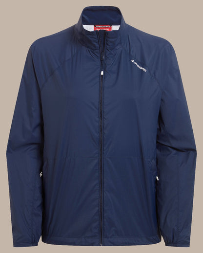 Blue Navy Coloured Craghoppers Womens Nosilife Driver Jacket on Beige Background 