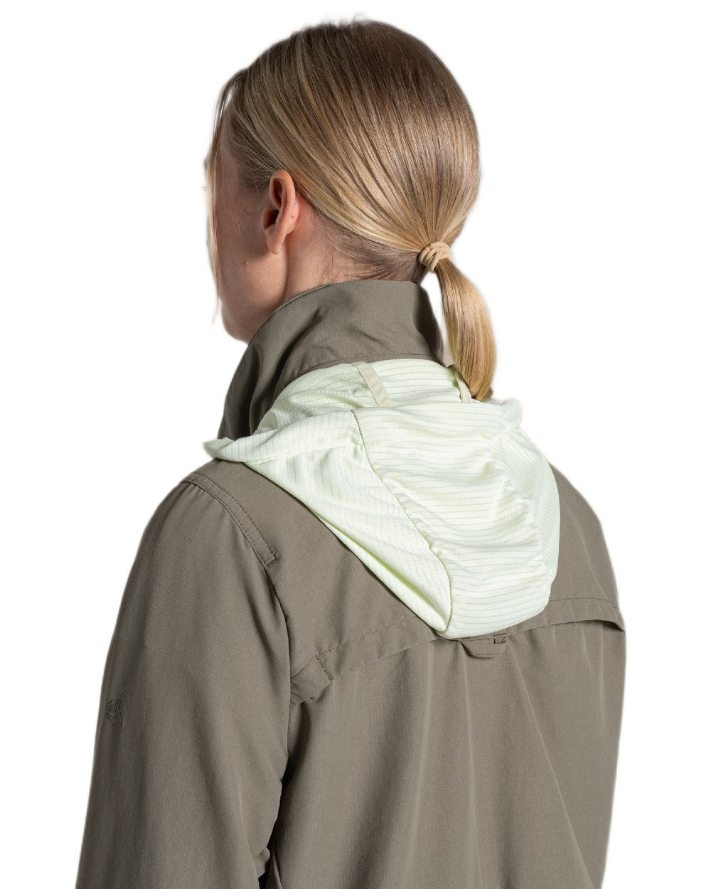 Wild Olive coloured Craghoppers Womens NosiLife Farah Jacket on white background 