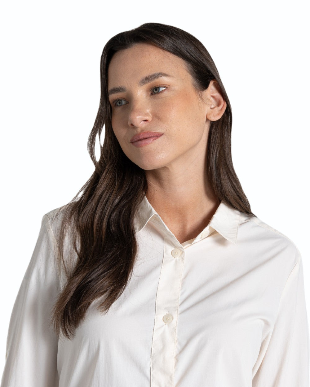 Sea Salt coloured Craghoppers Womens NosiLife Freeda Long Sleeved Shirt on white background 