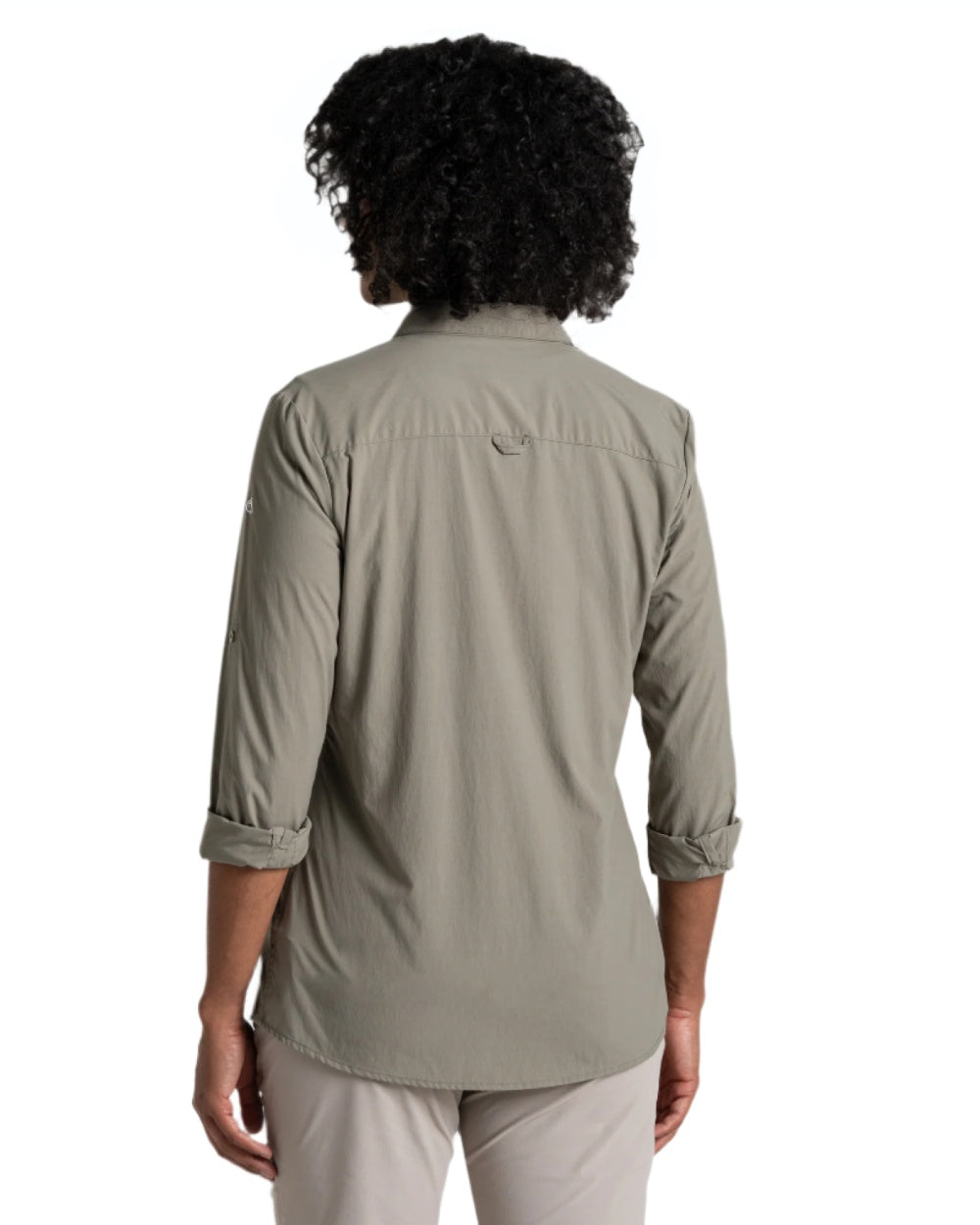 Vert coloured Craghoppers Womens NosiLife Freeda Long Sleeved Shirt on white background 