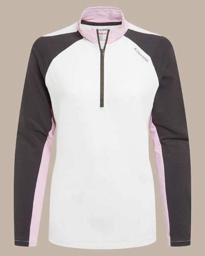 White Dark Iron Coloured Craghoppers Womens Nosilife lvybridge Half Zip Top on Beige Background 