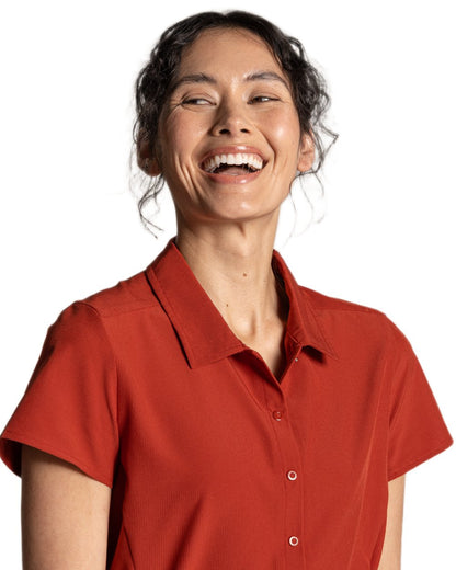 Cinnabar coloured Craghoppers Womens NosiLife Pro Dress IV on white background 