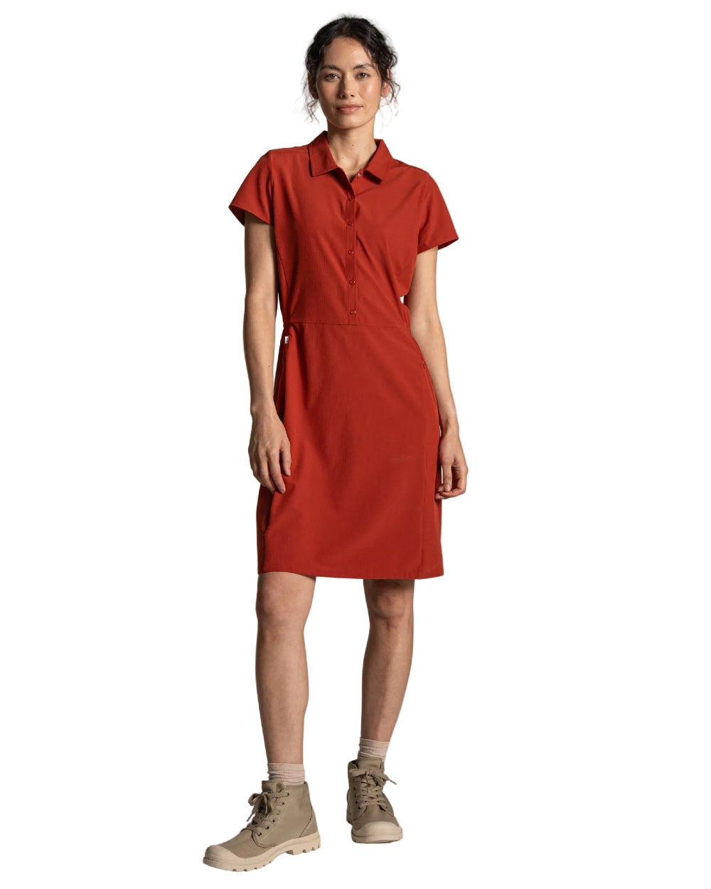 Cinnabar coloured Craghoppers Womens NosiLife Pro Dress IV on white background 