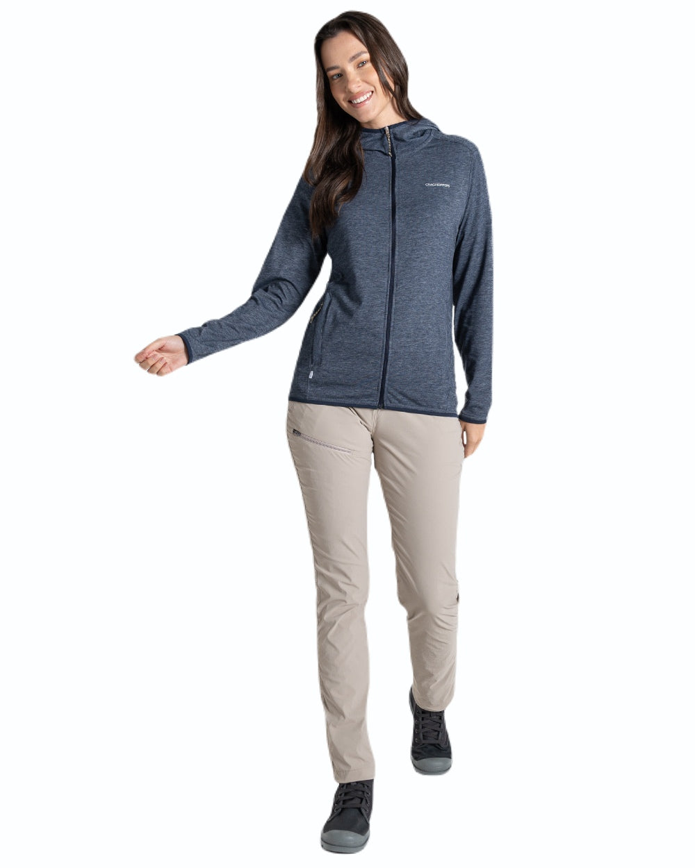 Soft Mushroom coloured Craghoppers Womens NosiLife Pro Trousers III on white background 