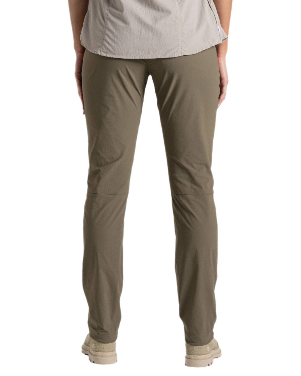 Wild Olive coloured Craghoppers Womens NosiLife Pro Trousers III on white background 