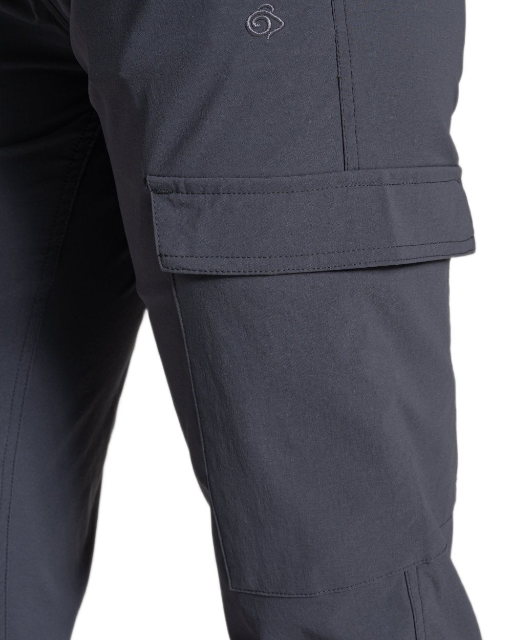 Dark Iron coloured Craghoppers Womens NosiLife Rif Stretch Cargo Trousers on white background 