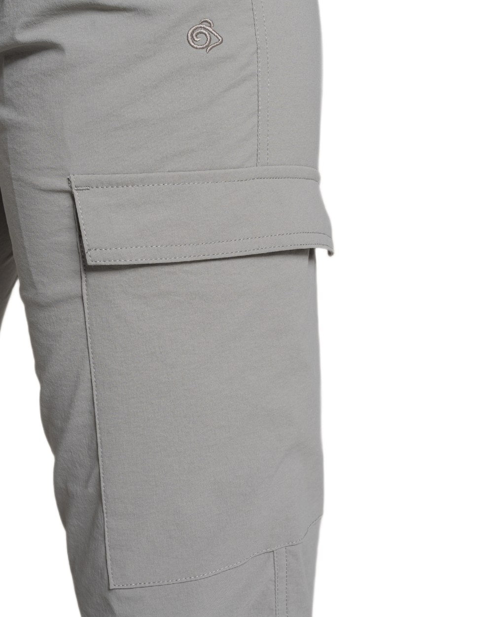 Vert coloured Craghoppers Womens NosiLife Rif Stretch Cargo Trousers on white background 