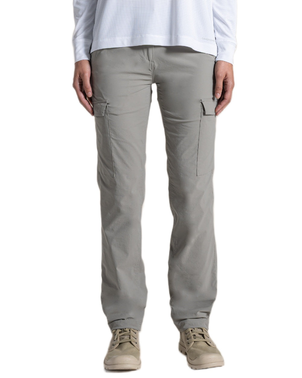 Vert coloured Craghoppers Womens NosiLife Rif Stretch Cargo Trousers on white background 