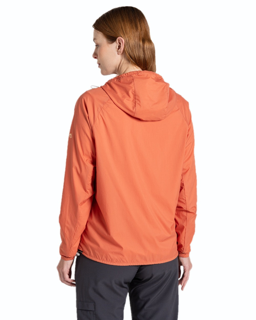 Red Sandstone Clay coloured Craghoppers Womens NosiLife Rosa Reversible Jacket on white background 