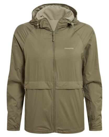 Wild Olive Vert coloured Craghoppers Womens NosiLife Rosa Reversible Jacket on white background 