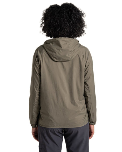 Wild Olive Vert coloured Craghoppers Womens NosiLife Rosa Reversible Jacket on white background 