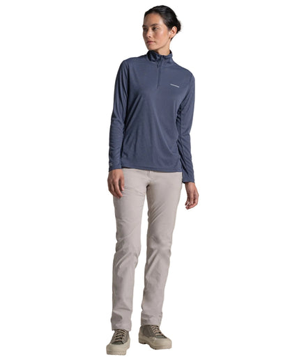 Anthracite coloured Craghoppers Womens NosiLife SolarShield+ Half Zip Top on white background 