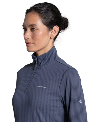 Anthracite coloured Craghoppers Womens NosiLife SolarShield+ Half Zip Top on white background 