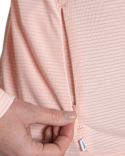 Sherbert coloured Craghoppers Womens NosiLife SolarShield+ Half Zip Top on white background 