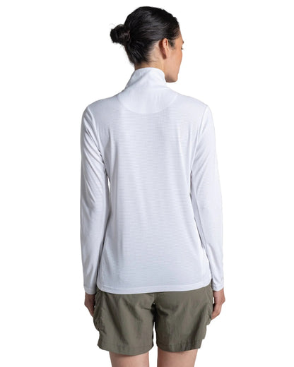 White coloured Craghoppers Womens NosiLife SolarShield+ Half Zip Top on white background 