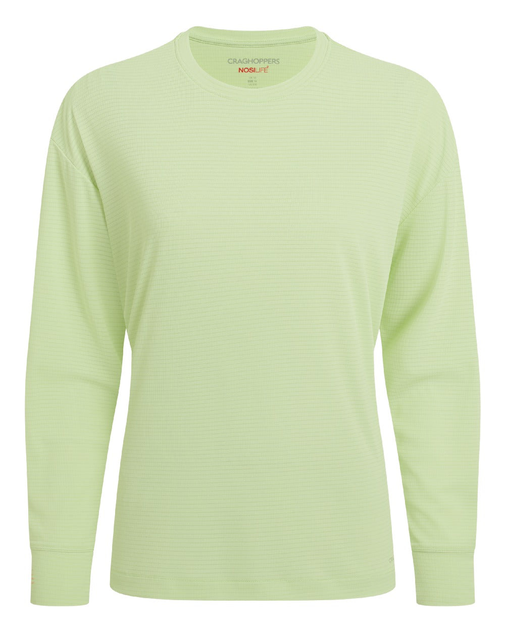 Pear Drop coloured Craghoppers Womens NosiLife SolarShield+ Long Sleeved T-Shirt on white background 