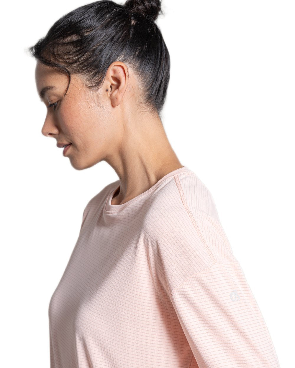 Sherbert coloured Craghoppers Womens NosiLife SolarShield+ Long Sleeved T-Shirt on white background 