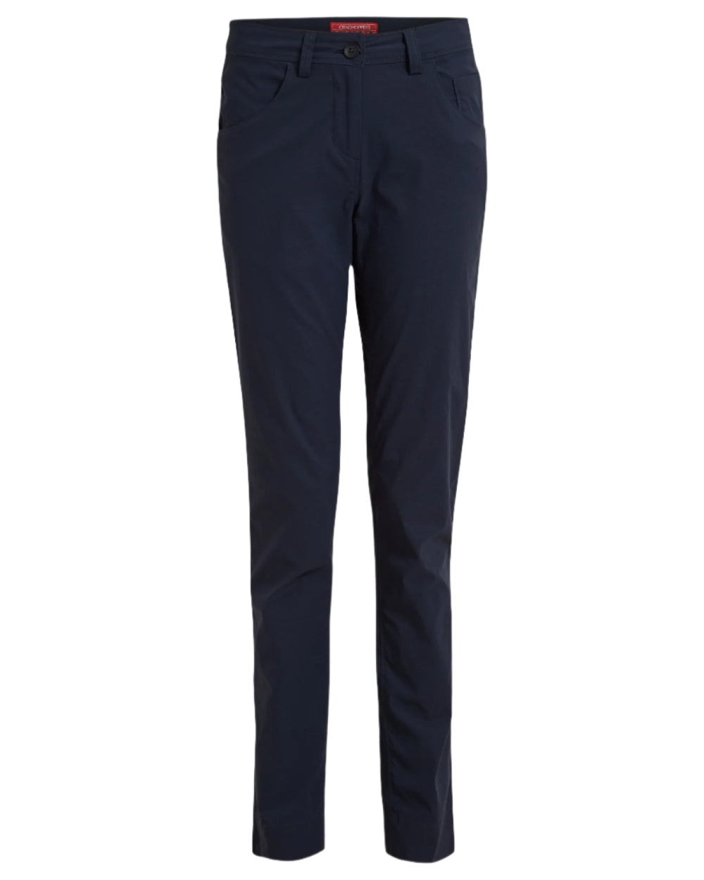 Blue Navy coloured Craghoppers Womens Nosilife Milla Golf Trousers on white background 