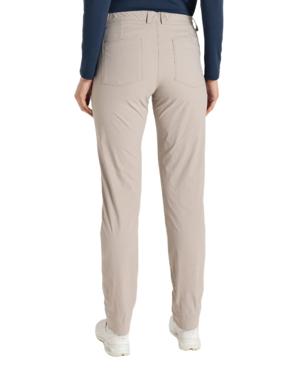 Soft Mushroom coloured Craghoppers Womens Nosilife Milla Golf Trousers on white background 