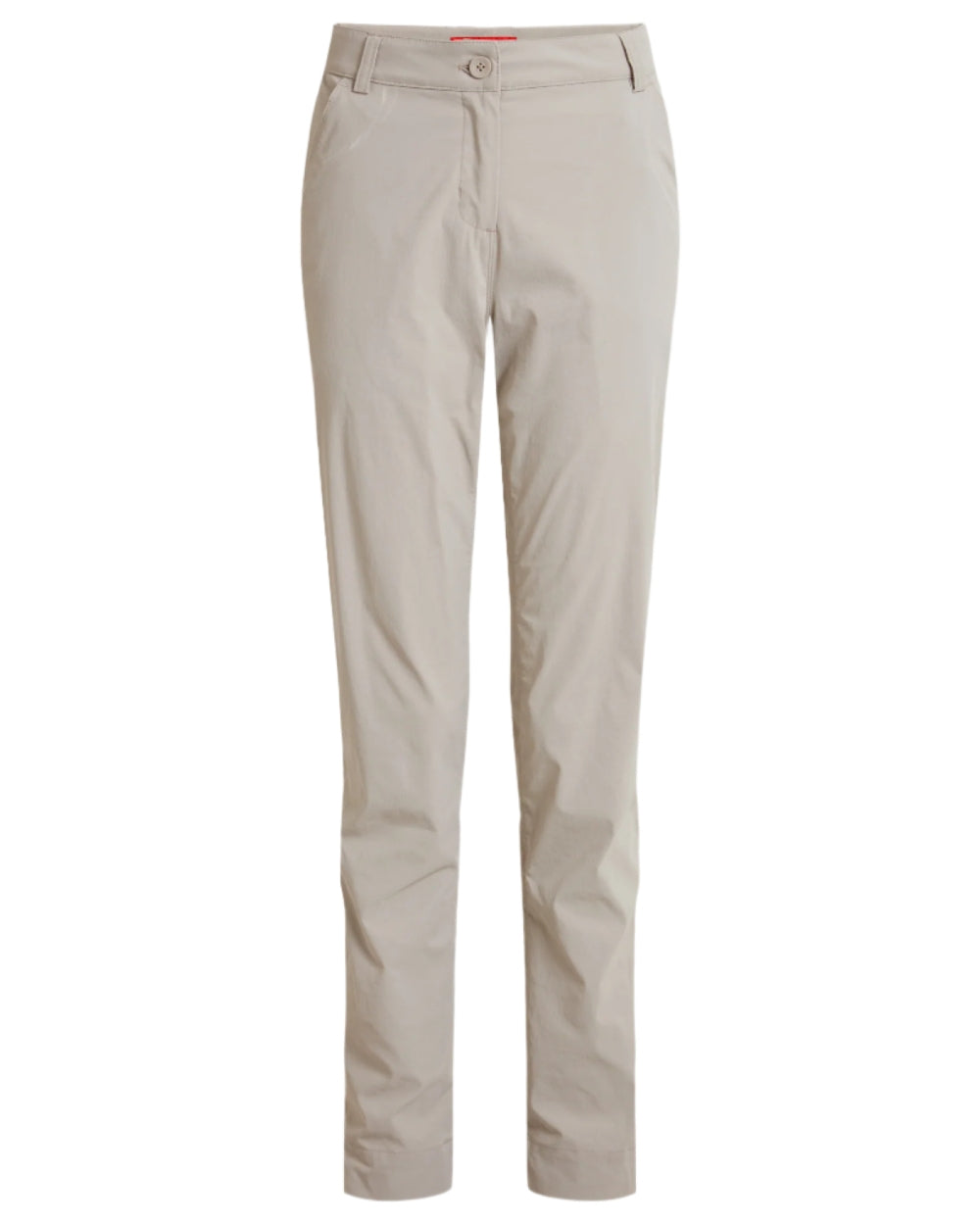 Soft Mushroom coloured Craghoppers Womens Nosilife Milla Golf Trousers on white background 