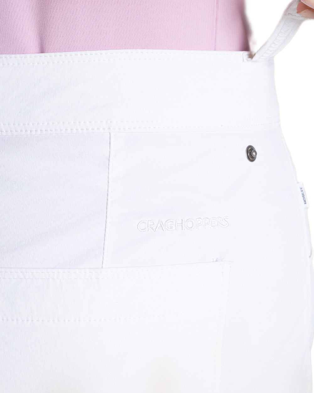 White coloured Craghoppers Womens Nosilife Milla Golf Trousers on white background 