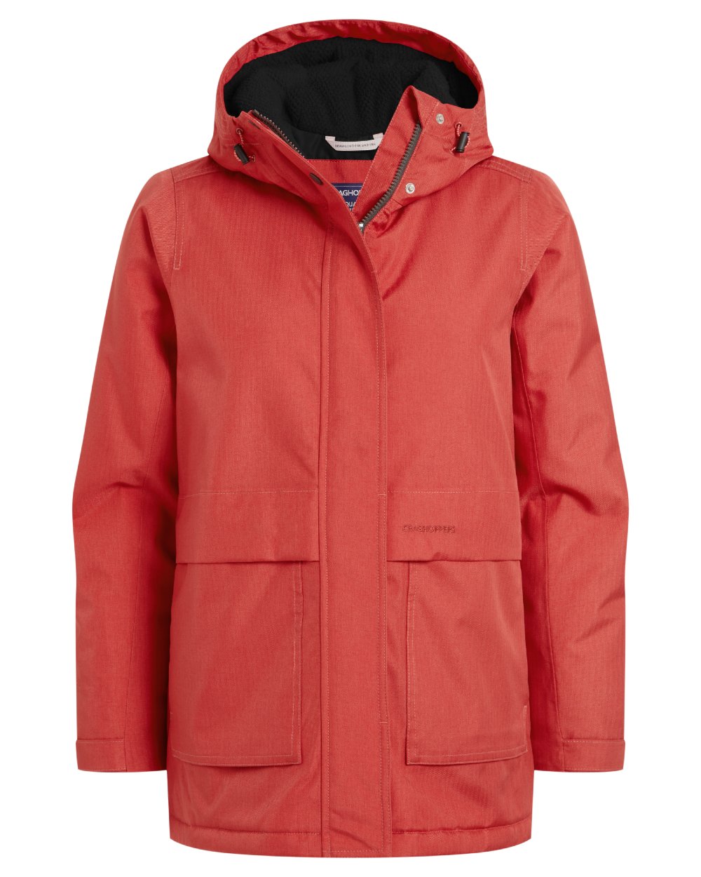 Compote Red coloured Craghoppers Womens Orrest Jacket on white background 