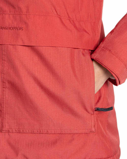 Compote Red coloured Craghoppers Womens Orrest Jacket on white background 