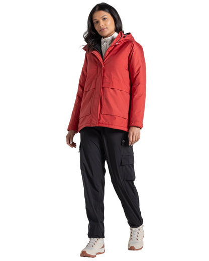 Compote Red coloured Craghoppers Womens Orrest Jacket on white background 