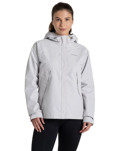 Light Grey Coloured Craghoppers Womens Ossus Waterproof Jacket on  white background 