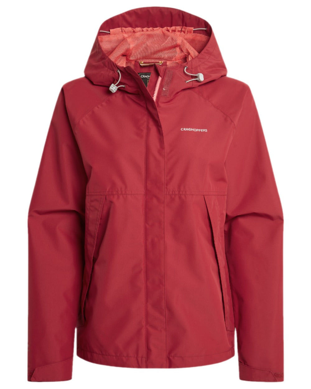 Sumac Red Coloured Craghoppers Womens Ossus Waterproof Jacket on  white background 