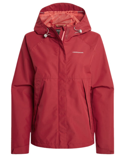 Sumac Red Coloured Craghoppers Womens Ossus Waterproof Jacket on  white background 