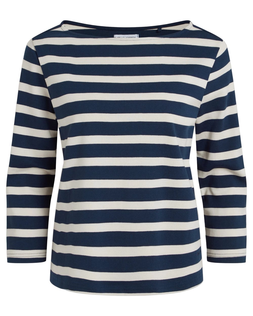 Blue Navy Stripe coloured Craghoppers Womens Pavey Long Sleeved Top on white background 