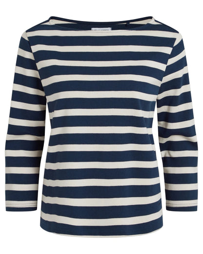 Blue Navy Stripe coloured Craghoppers Womens Pavey Long Sleeved Top on white background 