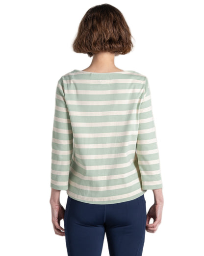 Iced Matcha Stripe coloured Craghoppers Womens Pavey Long Sleeved Top on white background 