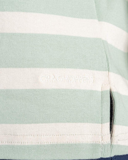 Iced Matcha Stripe coloured Craghoppers Womens Pavey Long Sleeved Top on white background 