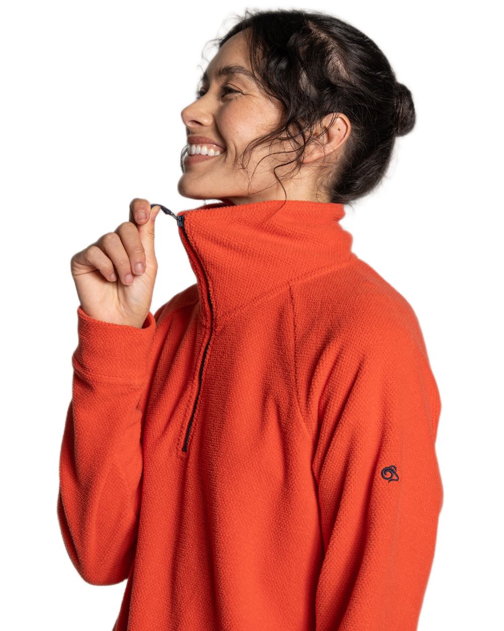 Grenadine coloured Craghoppers Womens Raja Half Zip Fleece on white background 