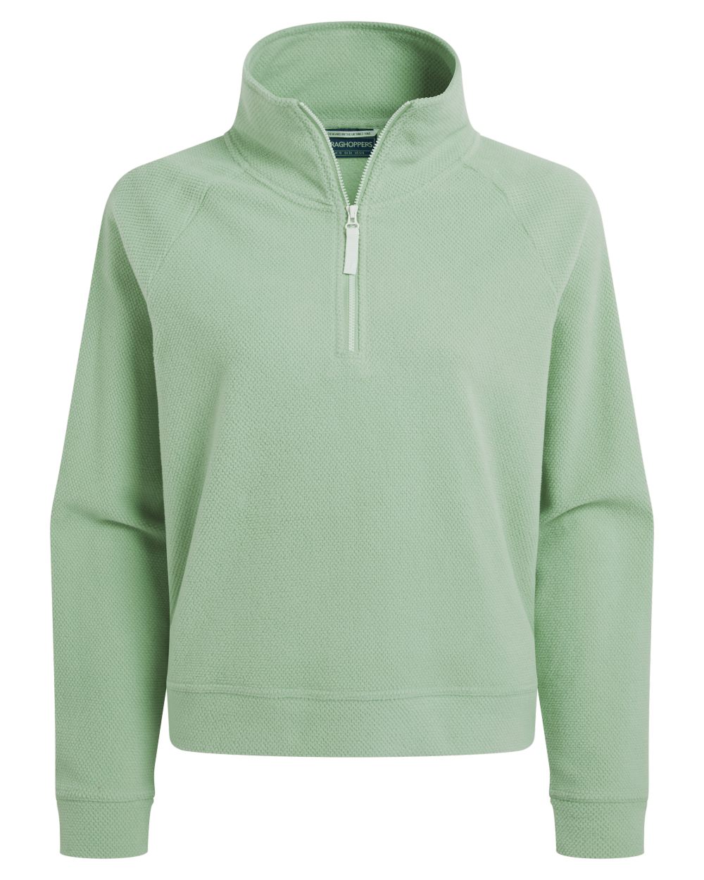 Iced Matcha coloured Craghoppers Womens Raja Half Zip Fleece on white background 