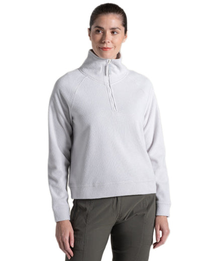 Lunar Grey Marl coloured Craghoppers Womens Raja Half Zip Fleece on white background 