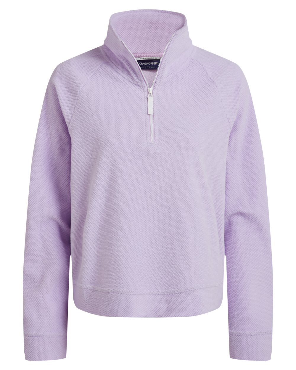 Parma Violet coloured Craghoppers Womens Raja Half Zip Fleece on white background 