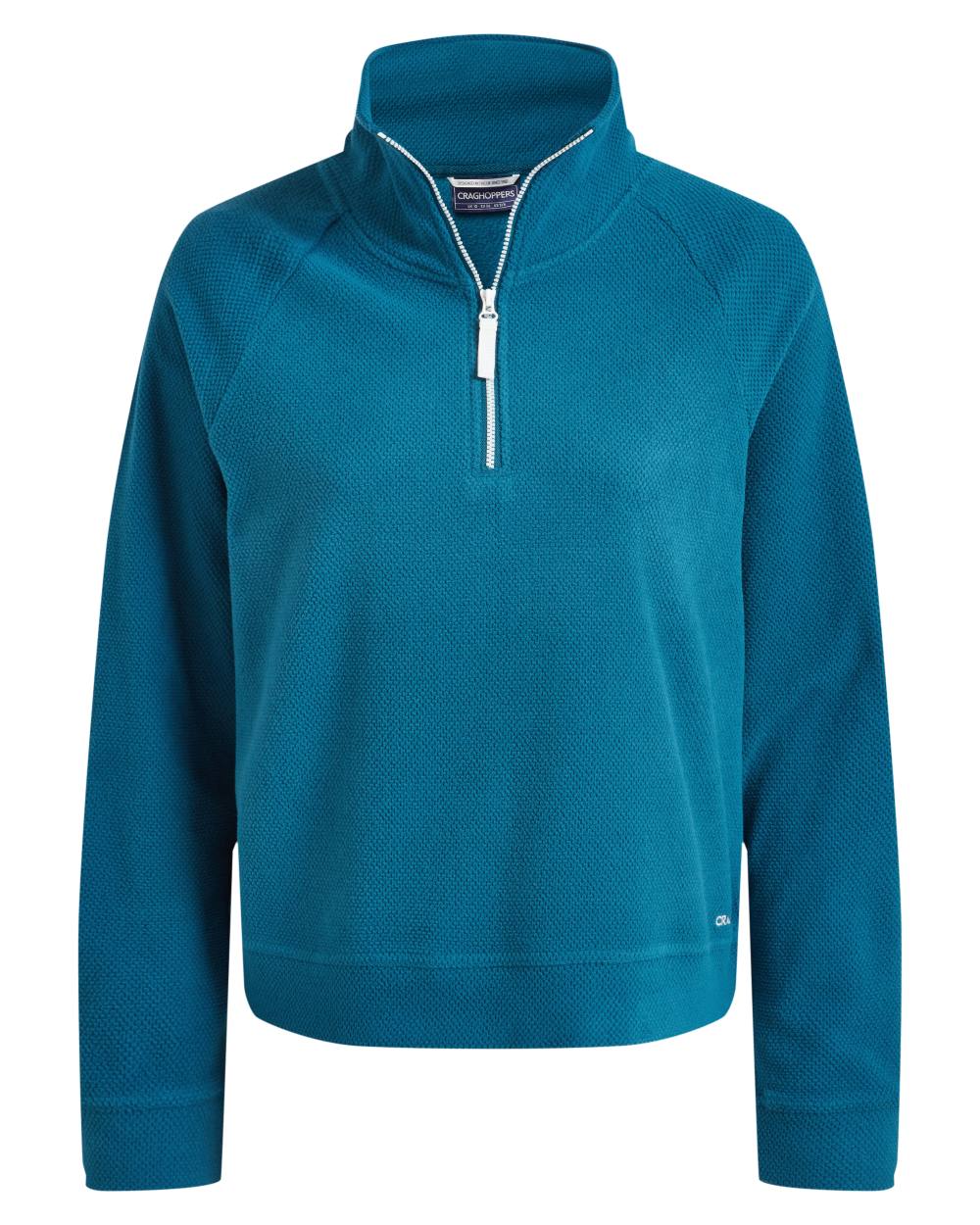 Porcelain Blue coloured Craghoppers Womens Raja Half Zip Fleece on white background 