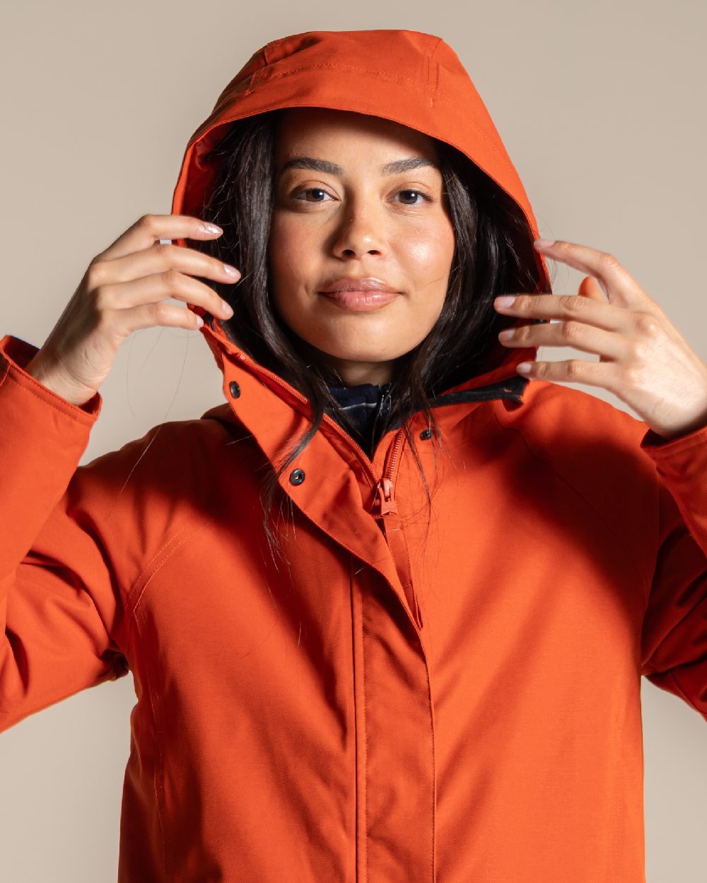 CarnelianOrg coloured Craghoppers Womens Rosalind II Jacket on beige background 