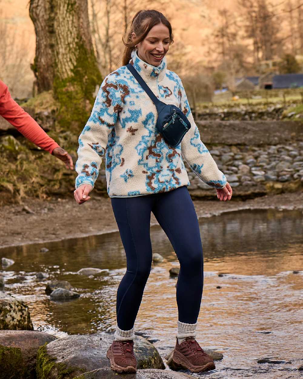 Horizon Print Coloured Craghoppers Womens Rosemary Overhead Top on forest background 