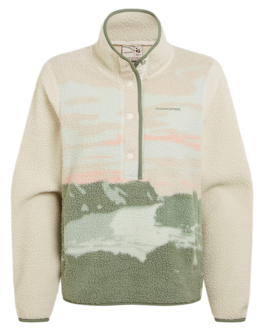 Oyster Print Coloured Craghoppers Womens Rosemary Overhead Top on white background 