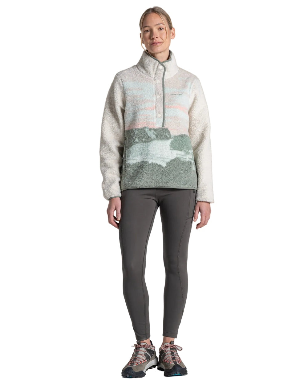 Oyster Print Coloured Craghoppers Womens Rosemary Overhead Top on white background 