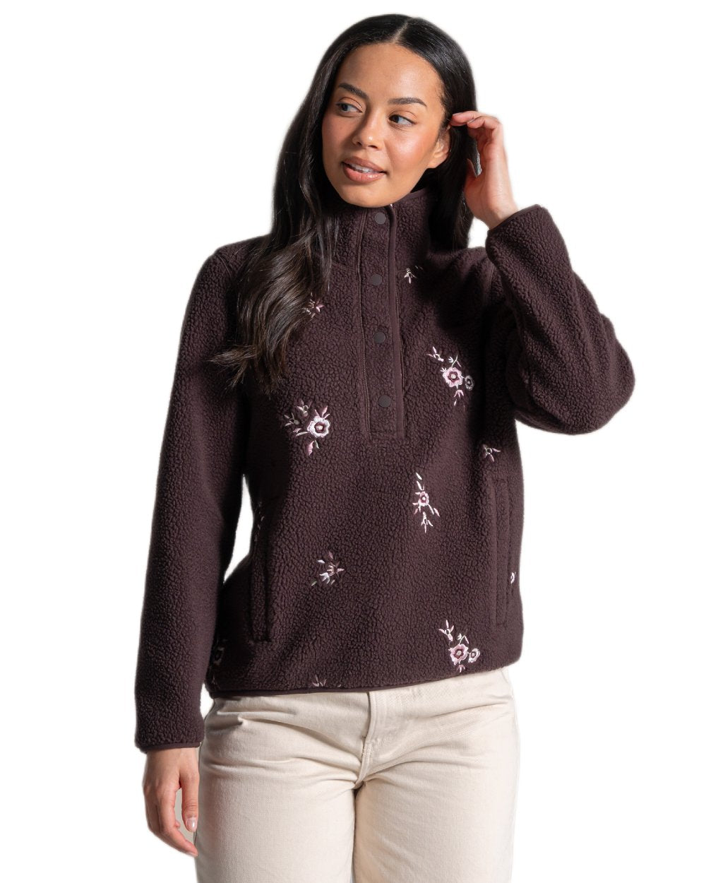Wenge Brown Coloured Craghoppers Womens Rosemary Overhead Top on white background 