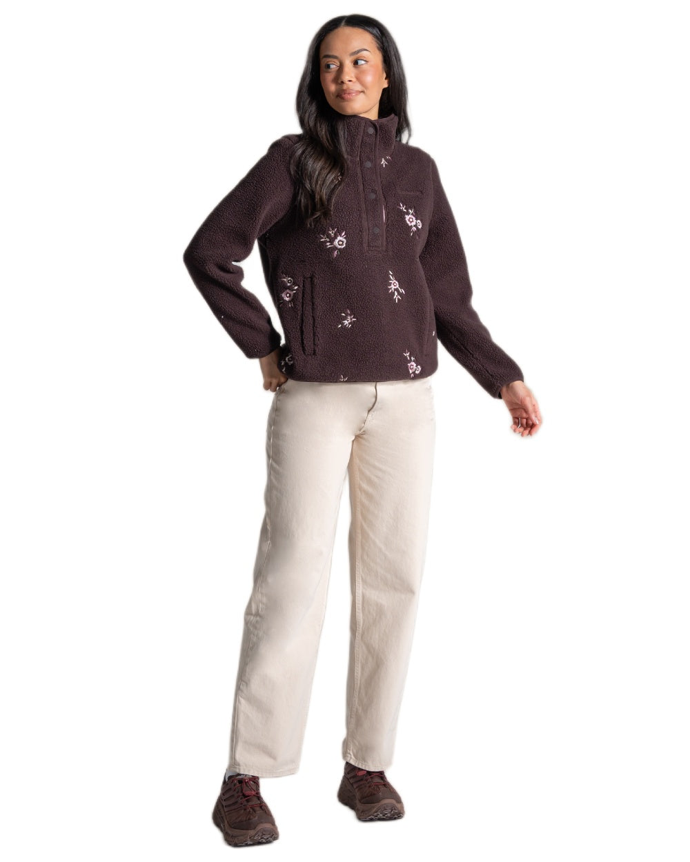 Wenge Brown Coloured Craghoppers Womens Rosemary Overhead Top on white background 