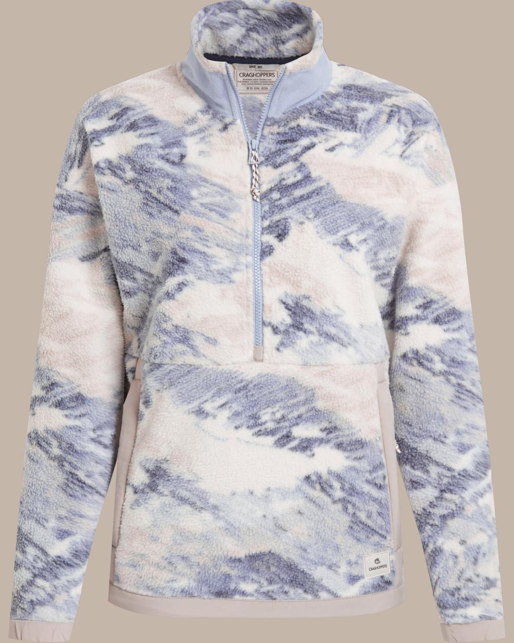 Mist Blue coloured Craghoppers Womens Sanaa Half Zip on beige background 